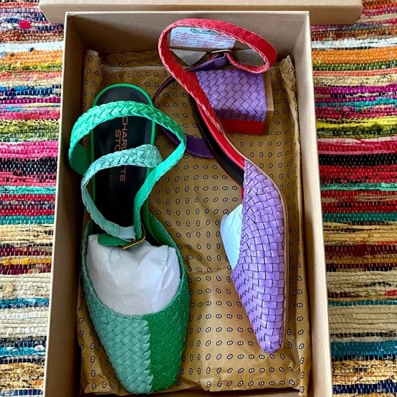Charlotte Stone “Toni” Heel Sandals in Tropical, Size 9, New Condition - Picture 3 of 4